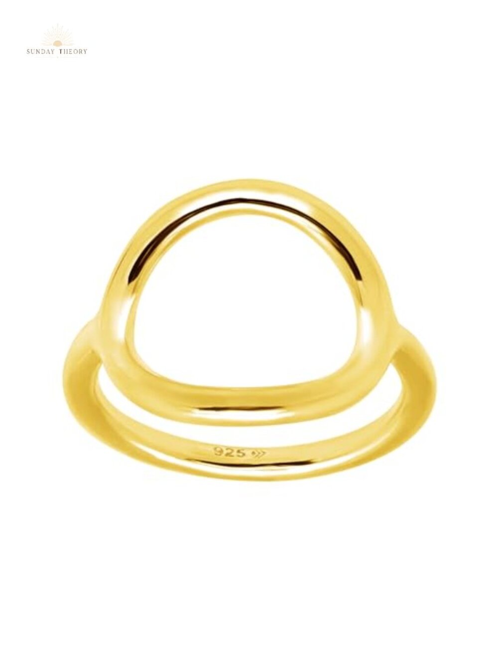 Sterling Silver Statement Ring, Gold Plated Geometric Circle Band